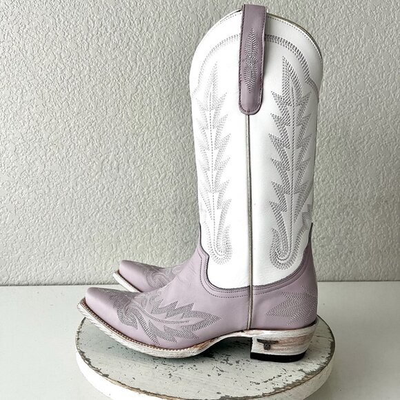 Lane LEXINGTON Purple Cowboy Boots Western Cowgirl Tall Snip Toe Mid Calf 7.5 - Picture 5 of 12